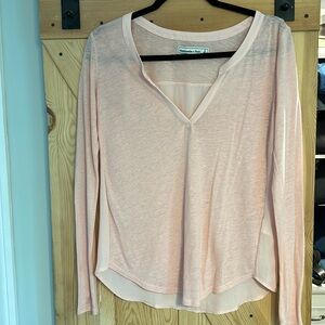 Abercrombie pink long sleeve sheer back